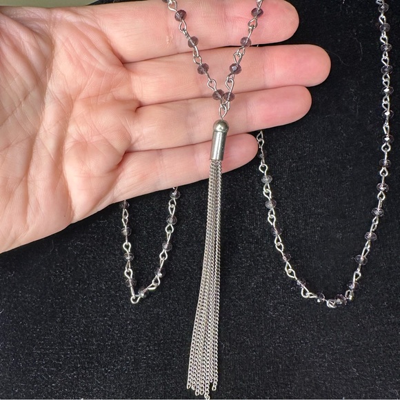 Silver and purple gemstone necklace - Picture 1 of 4